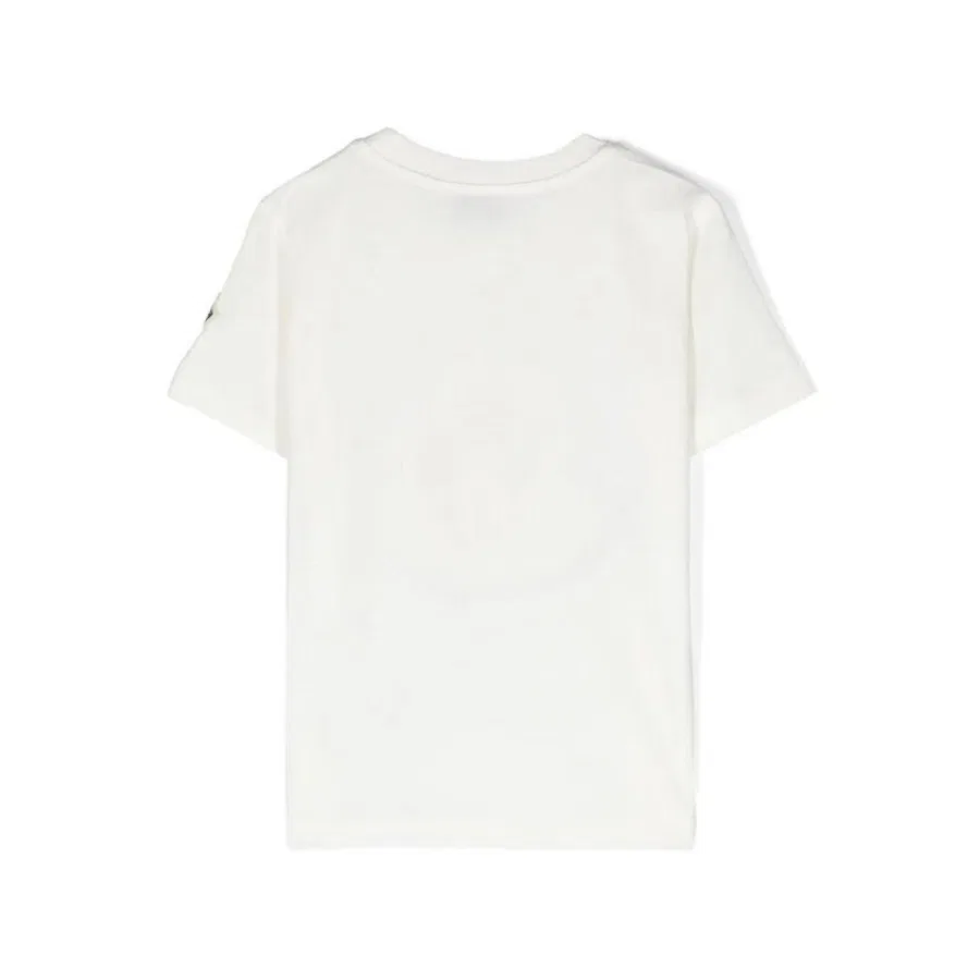 Футболка хлопковая с принтом Boys Logo Print Cotton T-Shirt Moncler, Beige — фото 2
