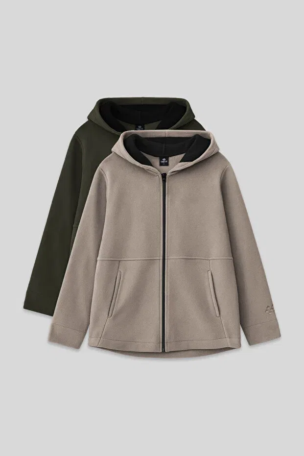 Детские свитшот для девочек с капюшоном комплект 2 шт Tommy Life, Dark Beige