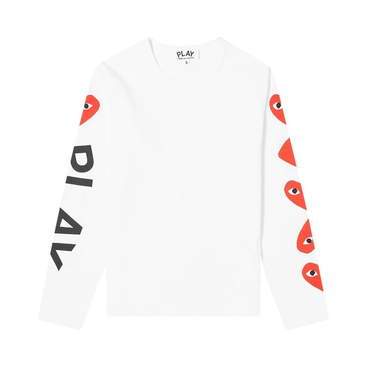 

Футболка Comme des Garçons PLAY Long-Sleeve Logo T-Shirt 'White', белый