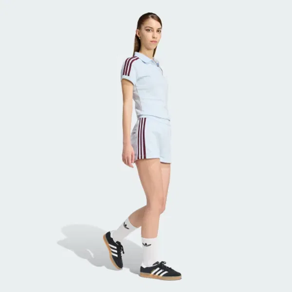 Поло с тремя полосами, slim fit, Adidas, кристально-голубой, бордовый — фото 4