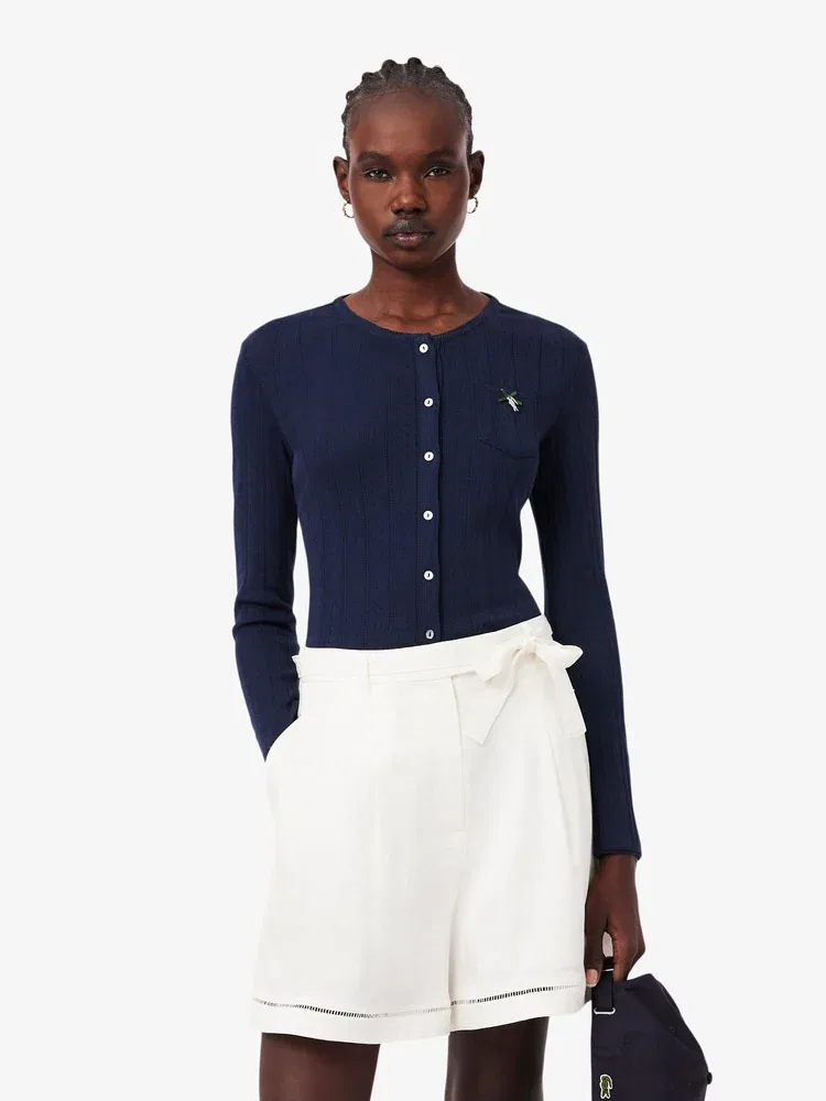 Кардиган женский LACOSTE Pointelle Ribbon Croc, темно-синий