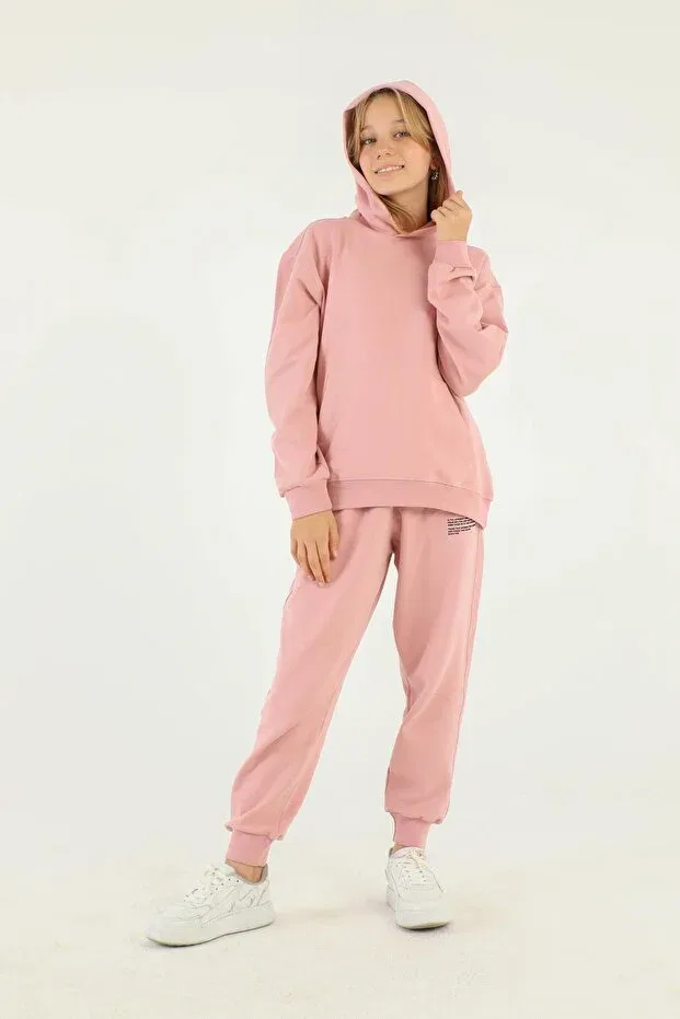 Детский комплект спортивного костюма для девочек с принтом Basics Black One, Lilac — фото 4