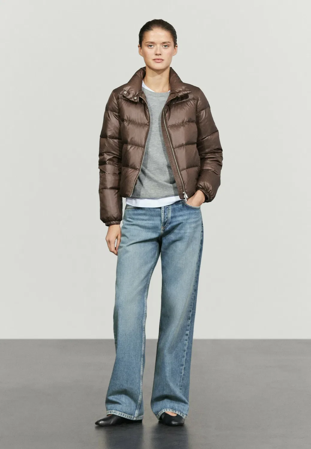 Пуховая куртка Massimo Dutti, Dark Brown — фото 2