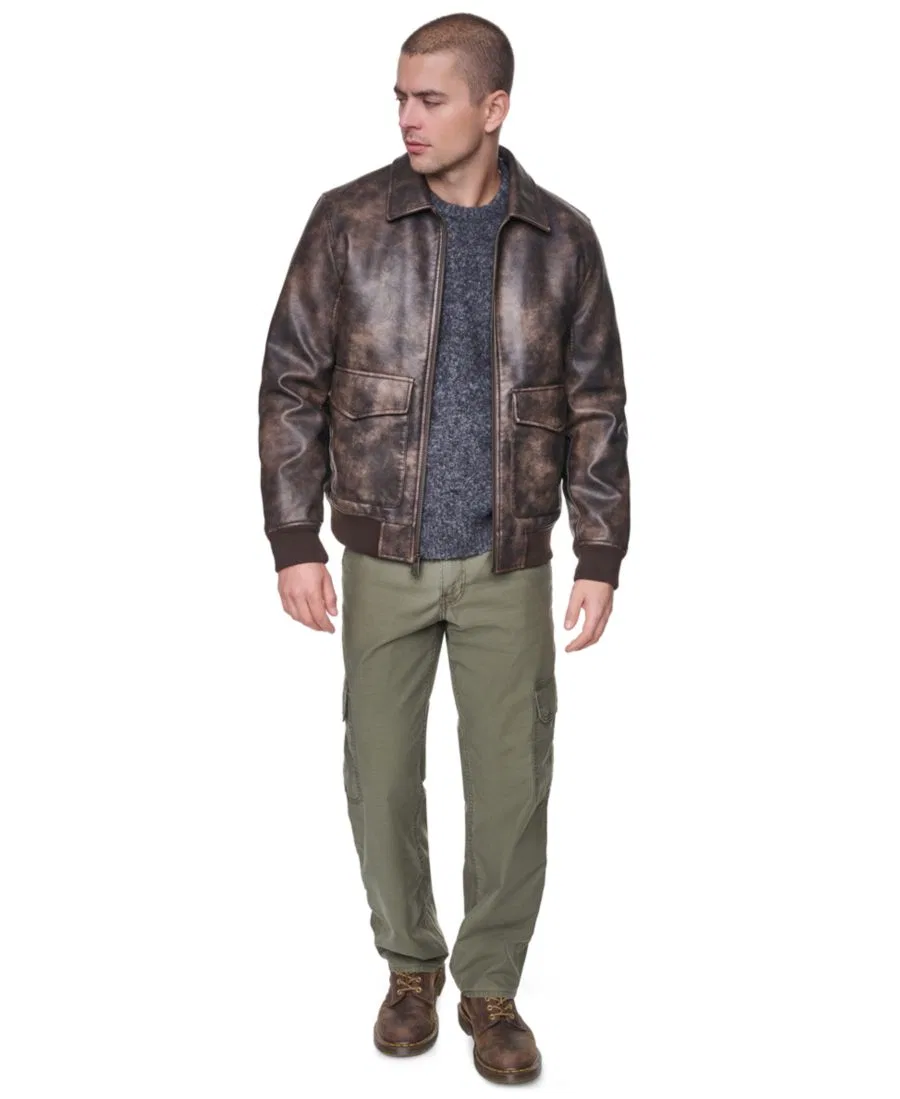 Мужская куртка-бомбер с воротником-стойкой, на молнии, с подкладкой Levi's, Vintage Brown — фото 2