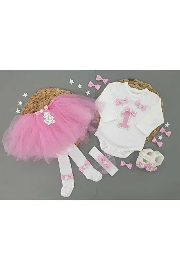 Детский комплект платье с юбкой-пачкой для девочек Petite Ponpon Baby, Pink — фото 3