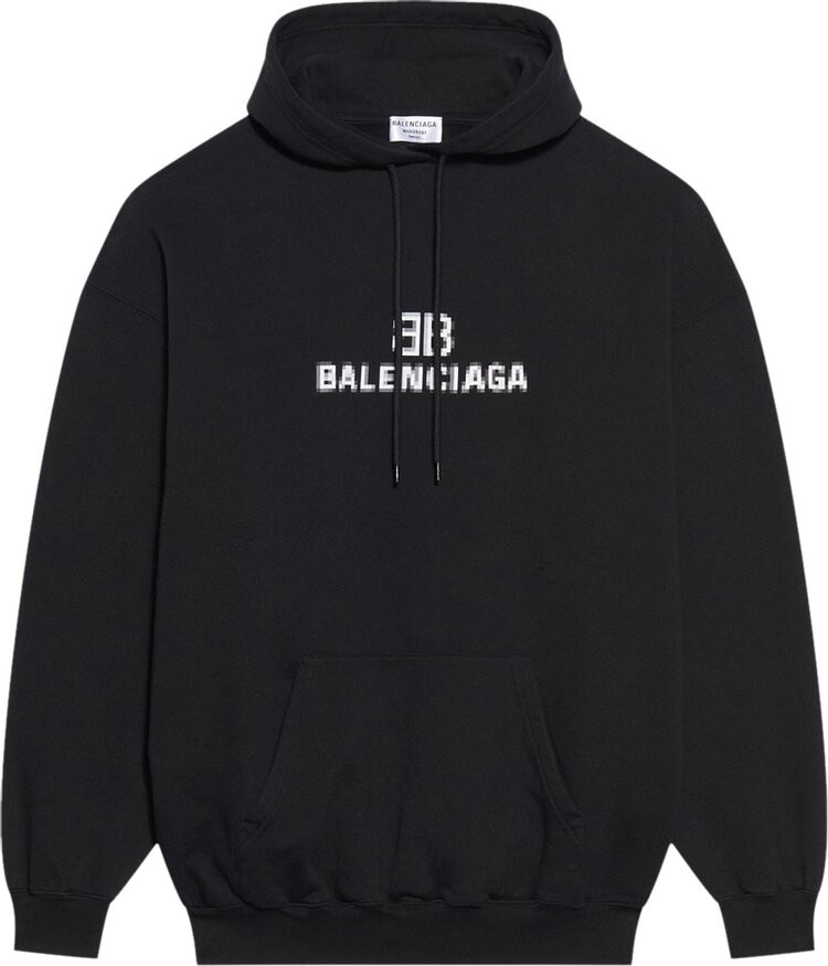 

Худи Balenciaga BB Pixel Medium Fit Hoodie 'Black/White', черный