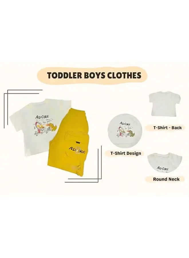 Комплект одежды с принтом динозавра Adore Boys Miniimodz, желтый — фото 3