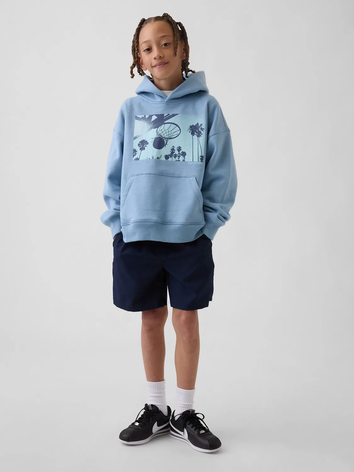 Худи Gap VintageSoft Relaxed Graphic Hoodie, синий — фото 3