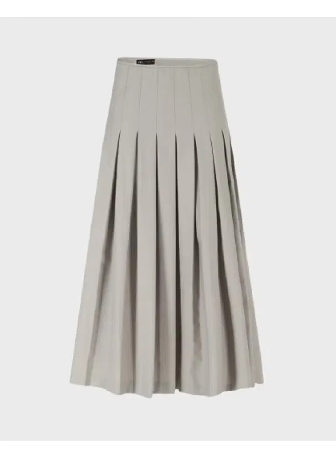 Юбка миди со складками и разрезом Zara, серая