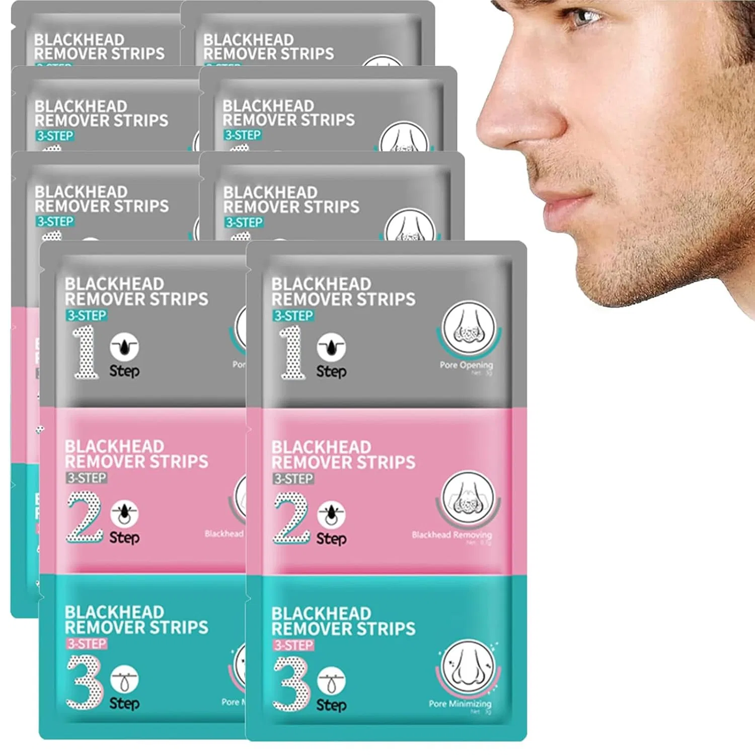 Набор для удаления черных точек Nose Pore Strips 3 Step Kit, 8 шт Generisch