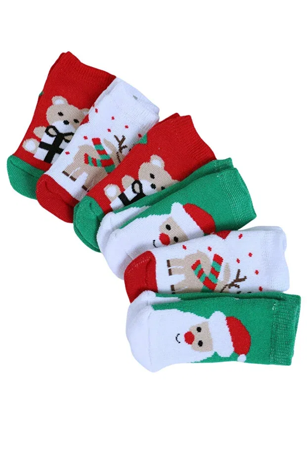 Детские носки для новорожденных с принтом Christmas Santa Claus Winter Towel Baby Shez, Multicolor — фото 2