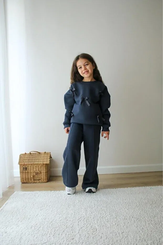 Детский спортивный комплект для девочек с принтом Jeliboomkidswear, Navy Blue