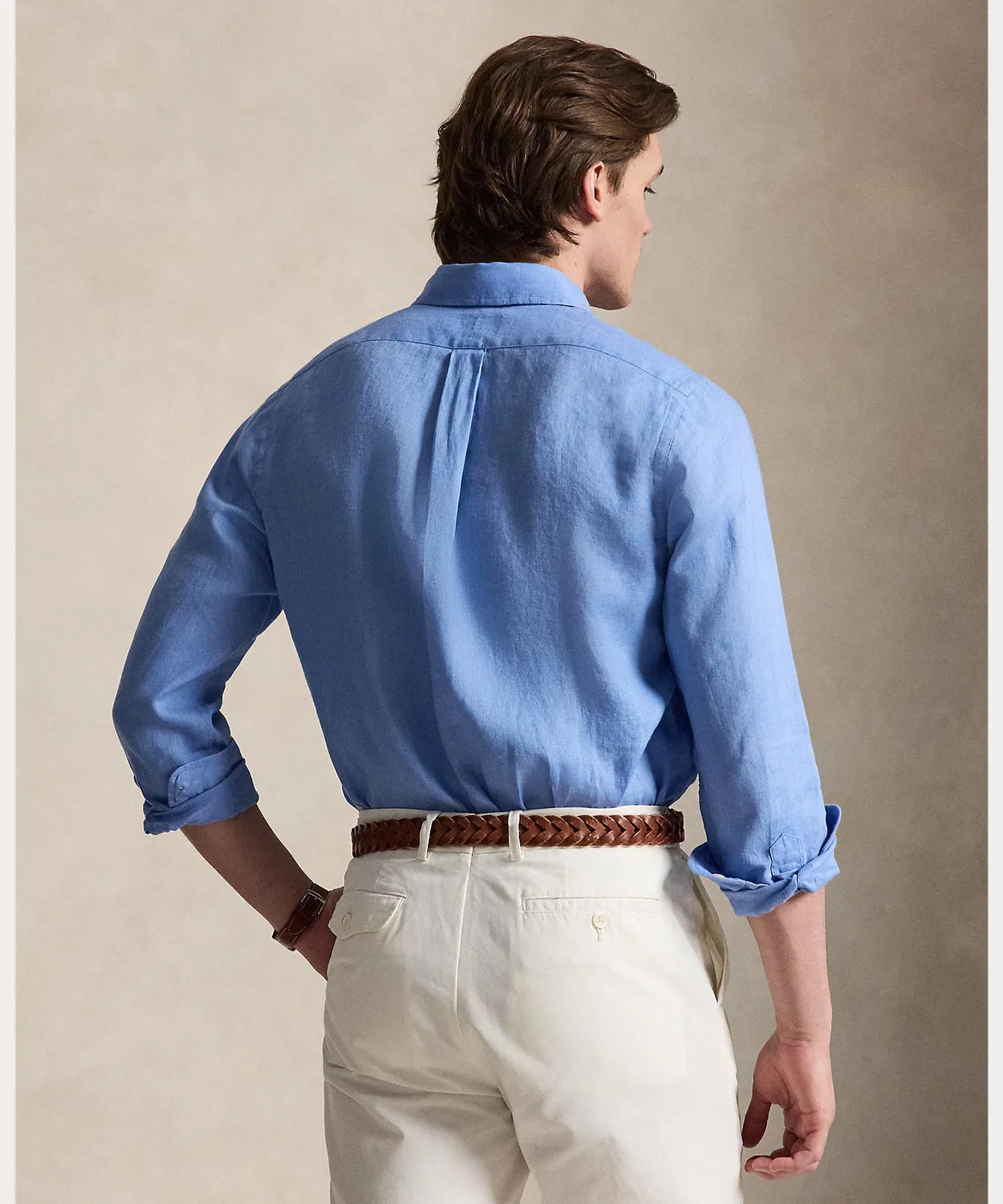Мужская рубашка из льна с длинным рукавомClassic Fit POLO RALPH LAUREN, Blue — фото 4