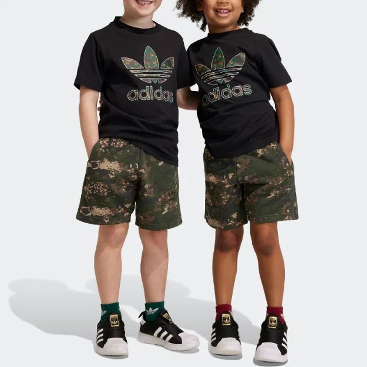 Детский спортивный комплект с принтом Adidas Letter Camouflage, Adidas, Black/Camouflage Green — фото 4
