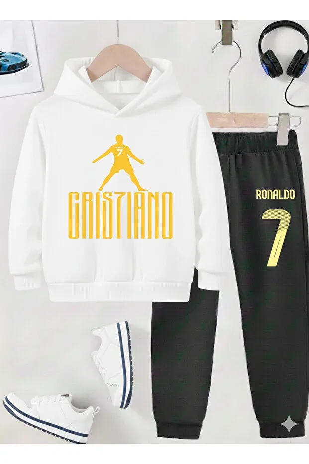 Детский спортивный костюм для мальчиков с принтом Ronaldo Stil X, Black And White 6