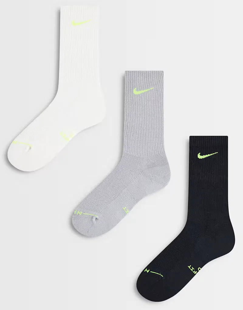 Носки высокие Everyday Elevate 3 шт Nike, неоновый мультиколор