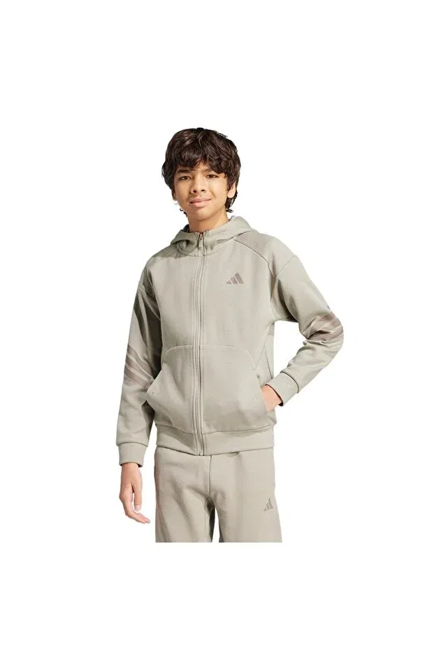 Детское худи для девочек хлопковое Adidas, Putty Beige / Simple Brown