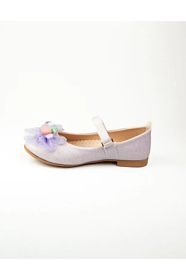 Детские балетки для девочек с принтом Minican, Lilac — фото 3