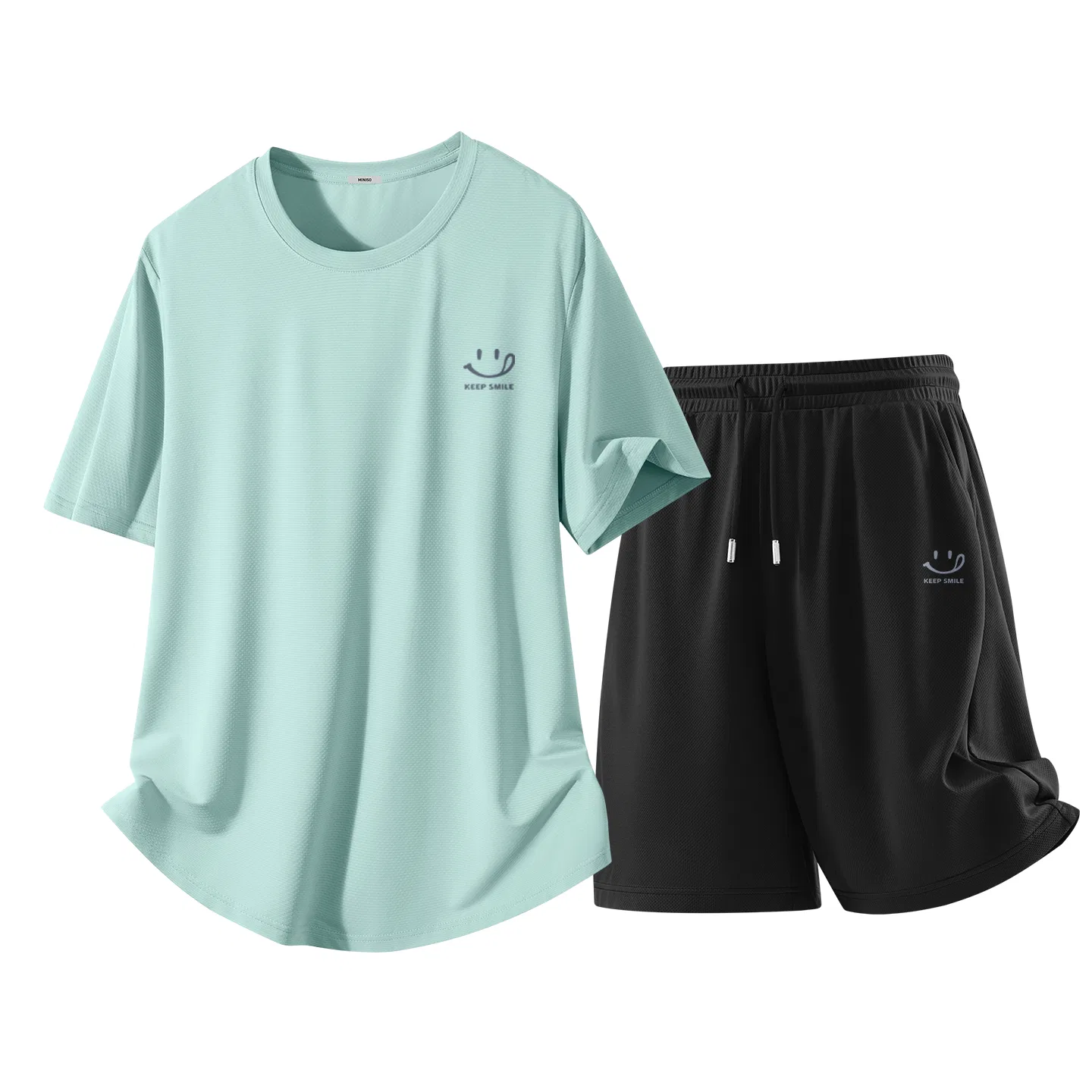 Детский спортивный костюм с принтом Keep Smiling Pants Logo MINISO, Aqua Green Black