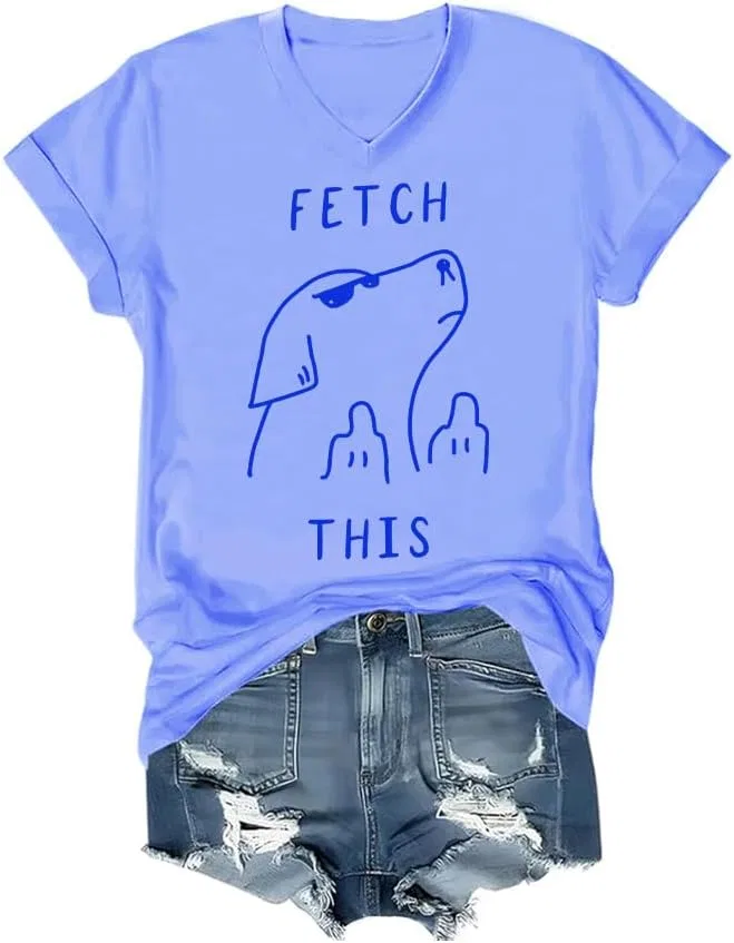 Футболка с принтом собаки Fetch This Unisex, Carolina Blue