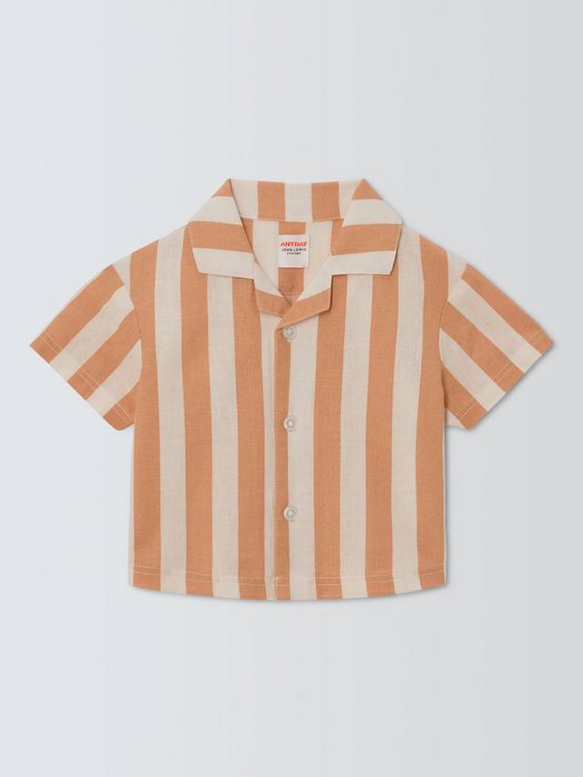 

Детская рубашка из льняной смеси в полоску John Lewis , цвет Toast Stripe