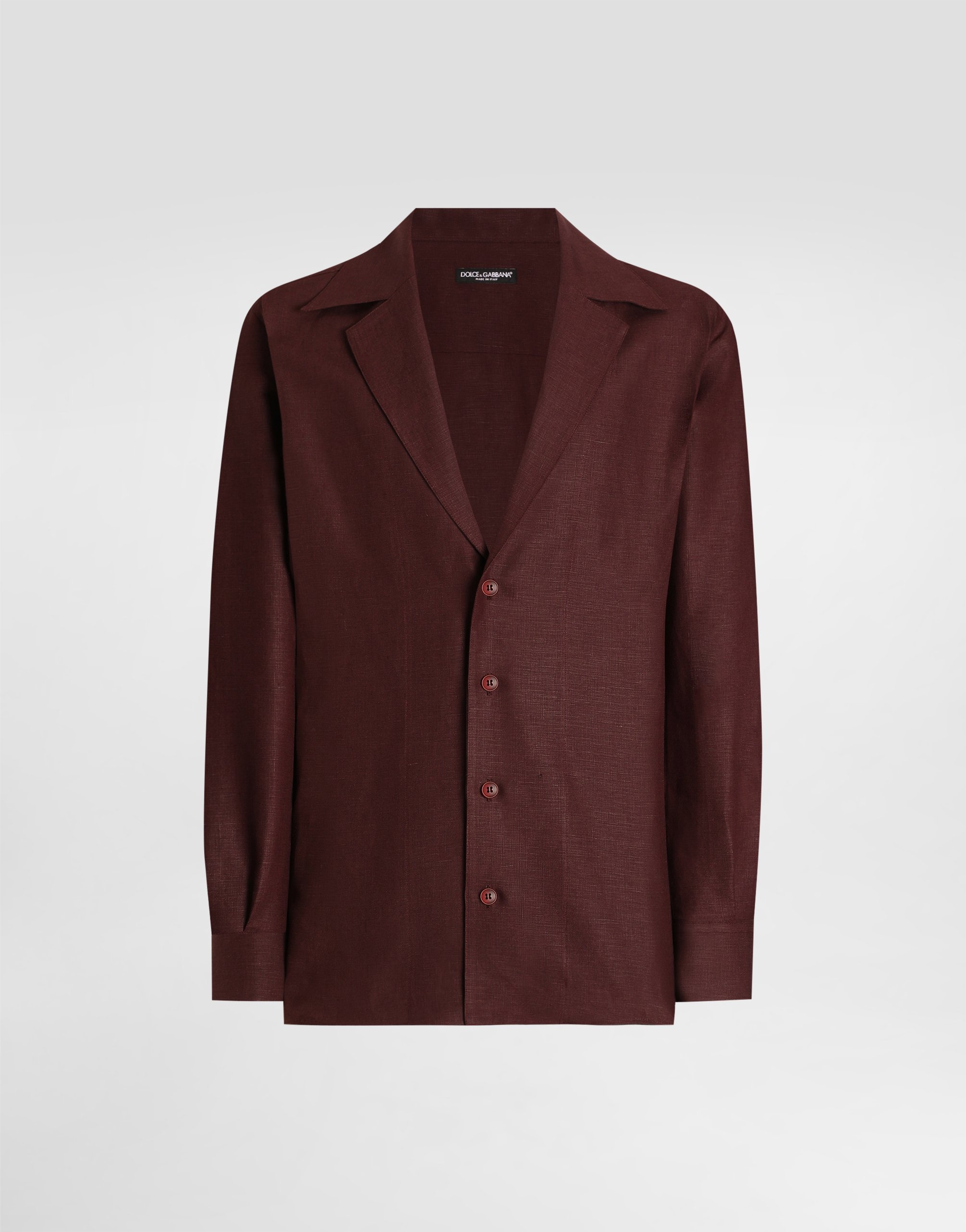 

Рубашка с длинными рукавами и v-образным вырезом из льняной ткани Dolce & Gabbana, мультиколор