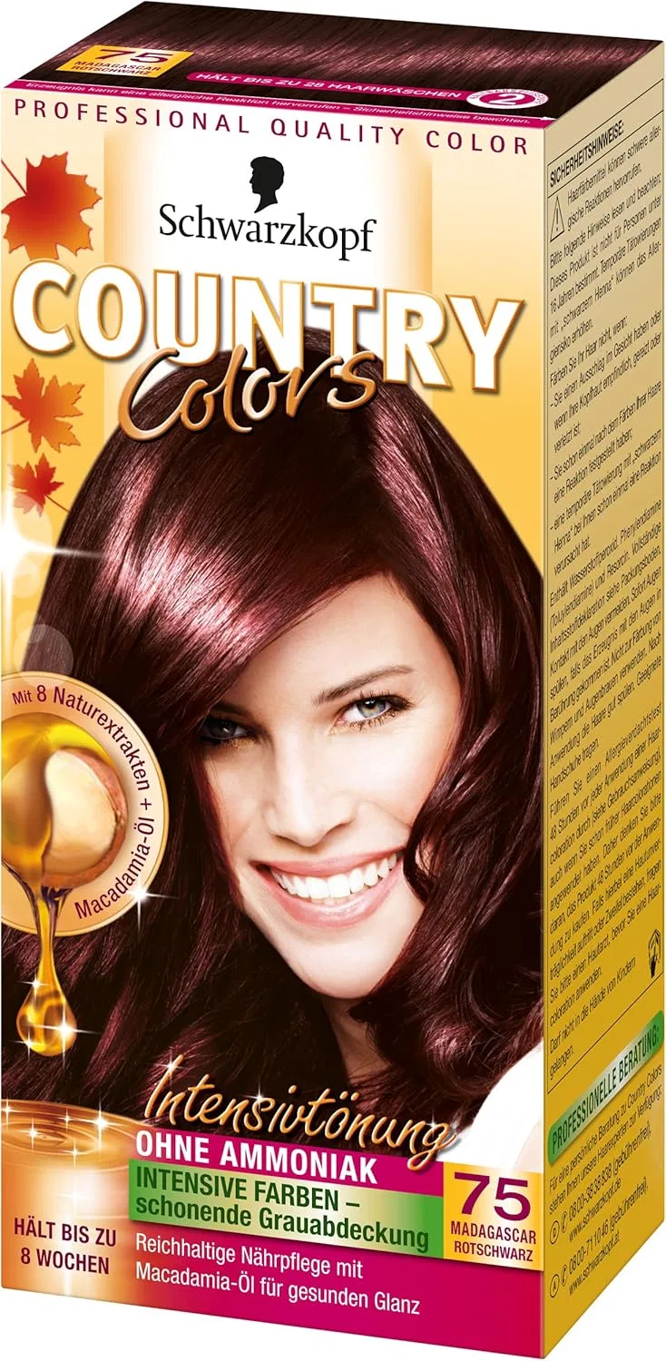Интенсивная краска для волос SCHWARZKOPF COUNTRY COLORS, оттенок 75 Мадагаскарский красно-черный Country Colors, 75 Madagascar Black Red