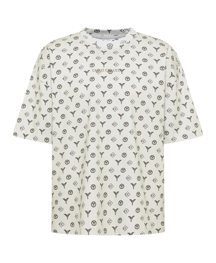 

Футболка с логотипом большого размера - порванные страницы Carlo Colucci, белый