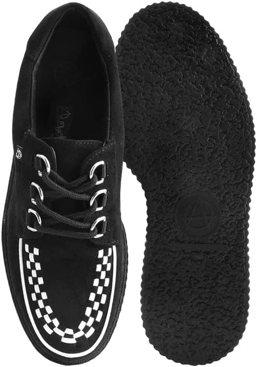 Кроссовки T.U.K. Faux Suede Creeper для женщин и мужчин, 3-шнуровые туфли с переплетением, Классический круглый носок и подошва, Комфорт для повседневной носки, белый/черный — фото 3