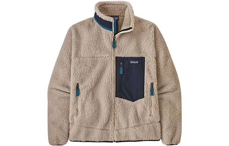 Куртка с контрастными карманами из искусственной овчины Patagonia, Natural/NAT