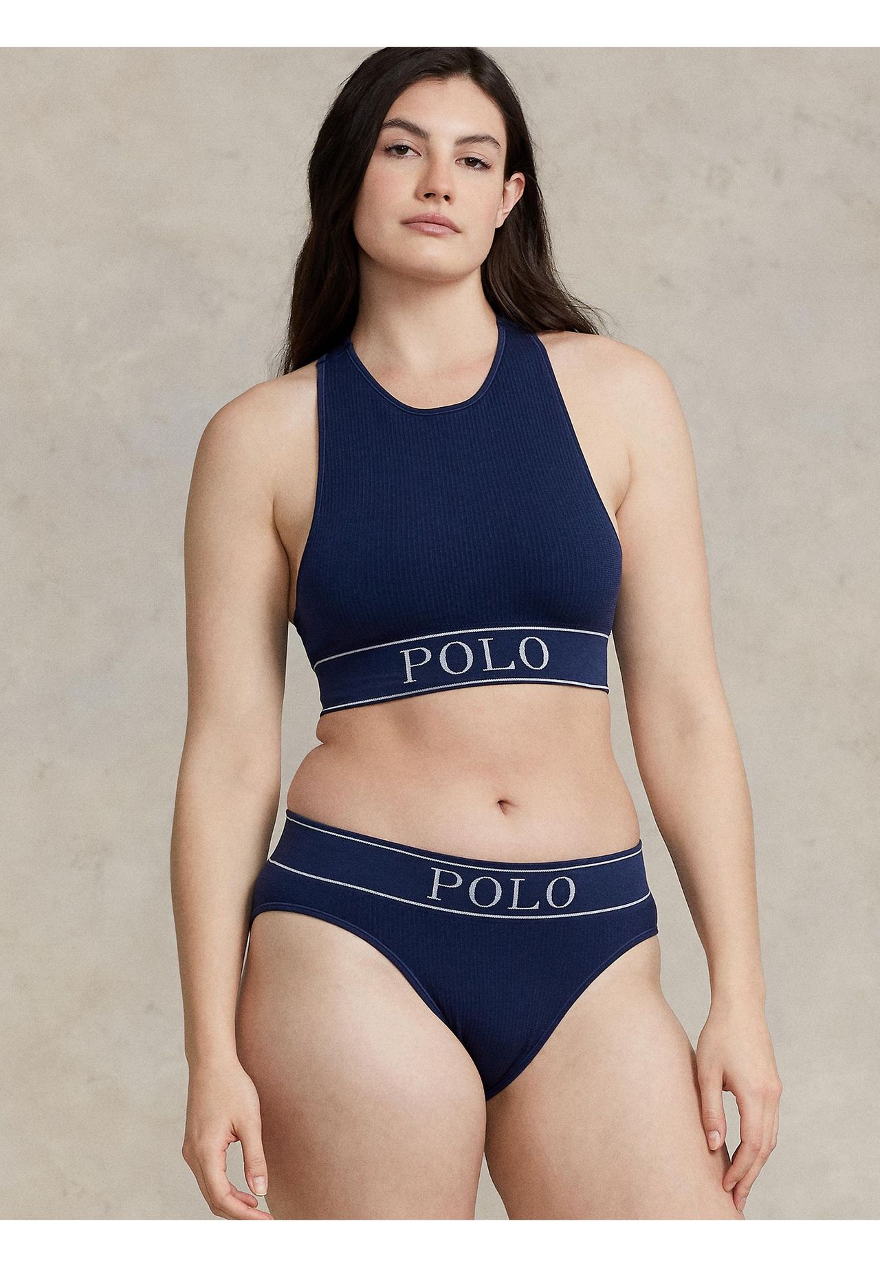 Топ-бюстье с воротником POLO RALPH LAUREN, темно-синий — фото 3