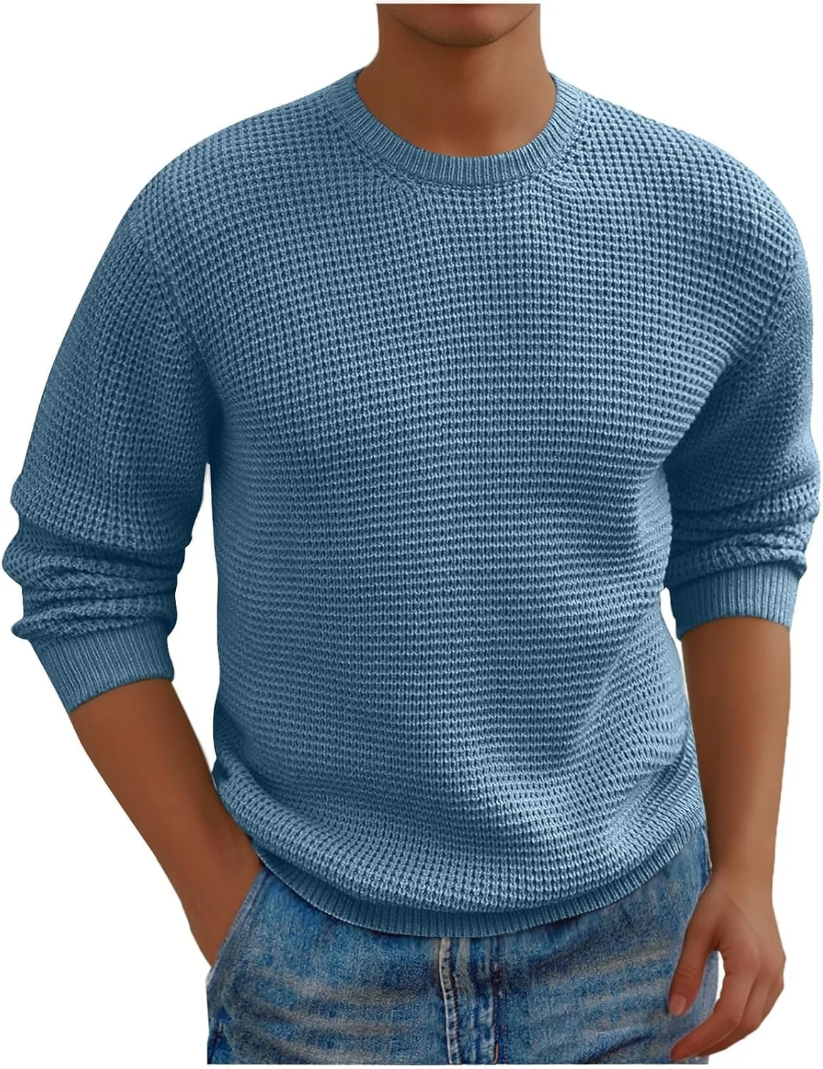 

Мужской свитер с длинными рукавами и круглым вырезом