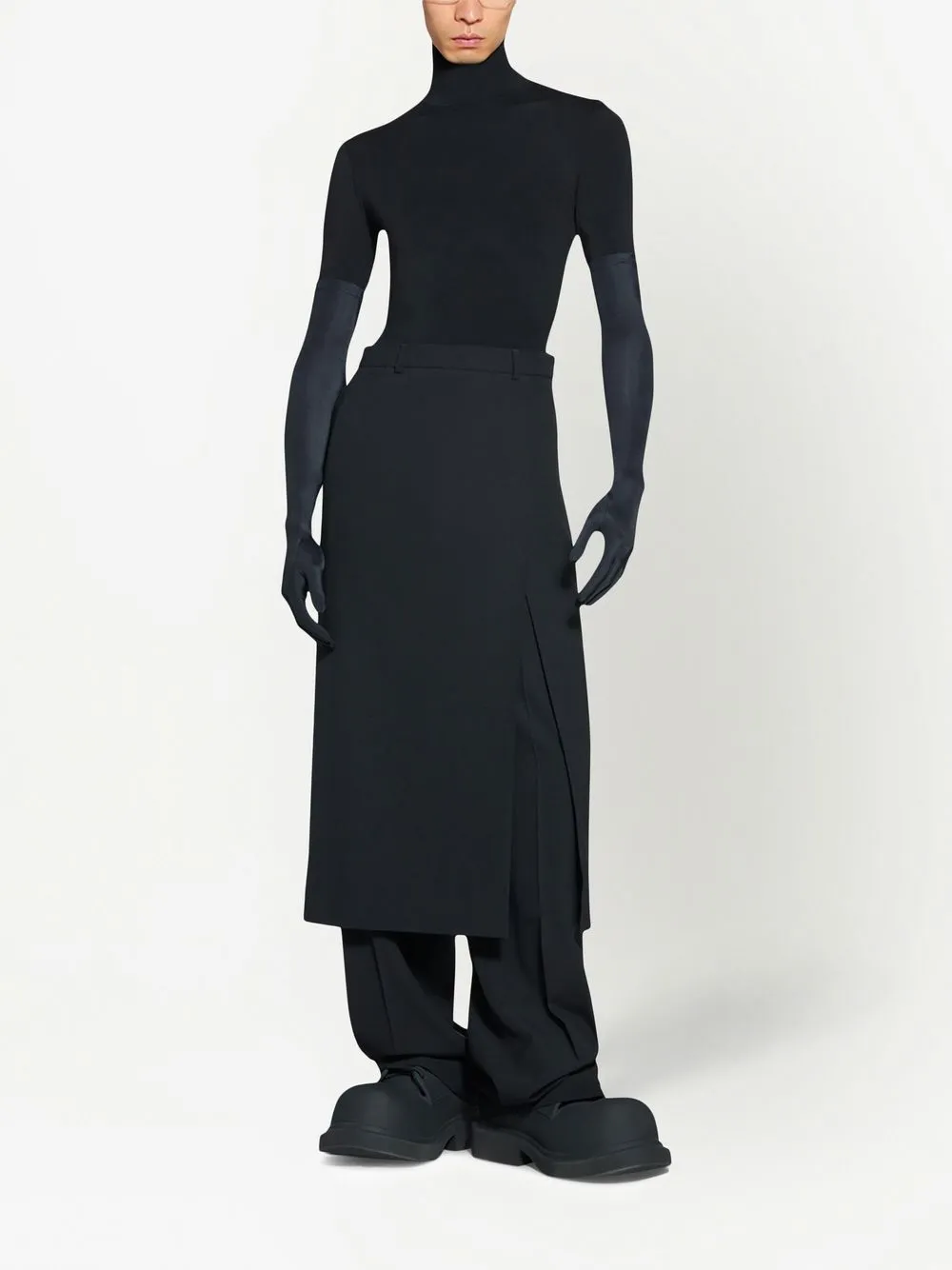 Юбка строгого кроя с разрезом Balenciaga, черный — фото 2
