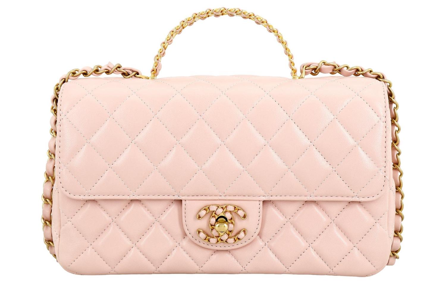 

CHANEL Классический клапан CF из овчины, сумка через плечо, кросс-боди Trumpets для женщин, цвет вишневый розовый