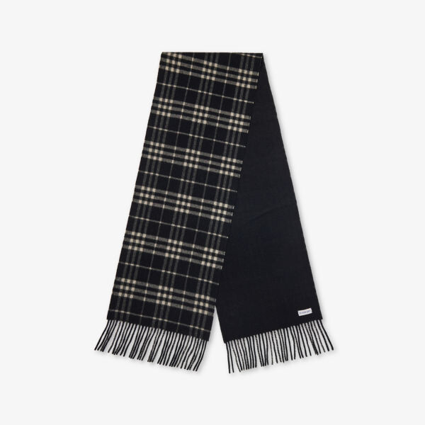 

Кашемировый шарф с бахромой в счастливую клетку Burberry, черный