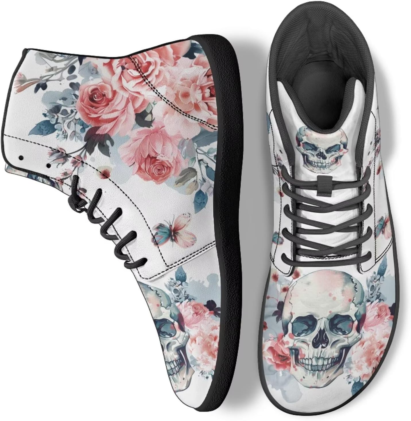 

Кеды с высоким берцем в виде черепа для мужчин и женщин, повседневная обувь для ходьбы, работы и бега Ecaestolph, синий