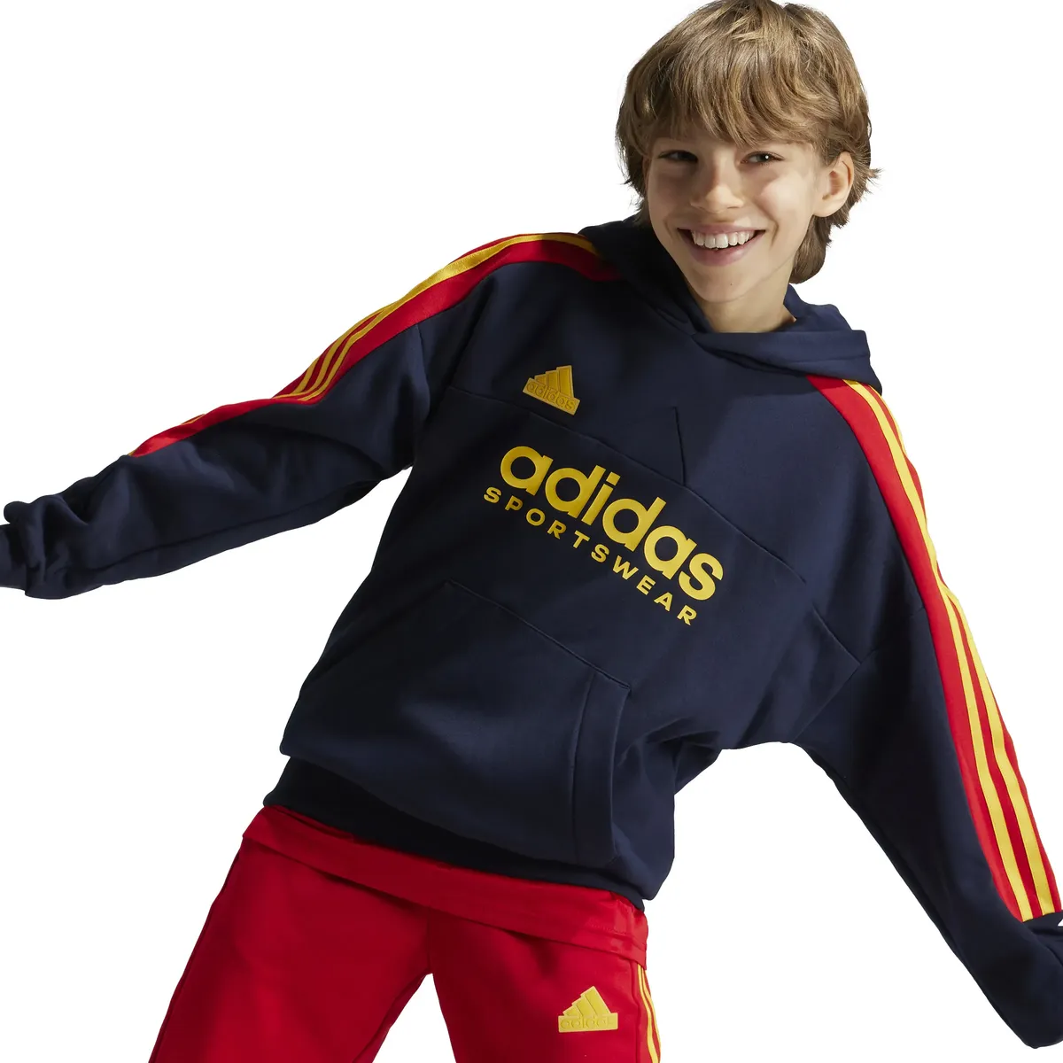 

Толстовка с капюшоном Adidas Sportswear "J NP HOODIE", цвет Legend Ink / Better Scarlet / Bold Gold