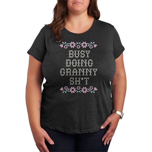 

Футболка Plus size с принтом Busy doing granny sh Licensed Character, Heather Charcoal