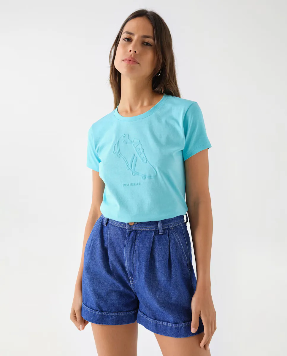 

Женская футболка с короткими рукавами и тиснением Salsa Jeans, светло-голубой