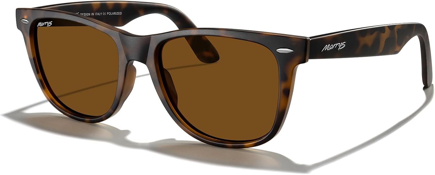 

Классические квадратные поляризованные солнцезащитные очки MERRY для женщин и мужчин, ретро-дизайнерские солнцезащитные очки UV400 S6140 MERRY'S, Matte Leopard Frame/Brown Lens