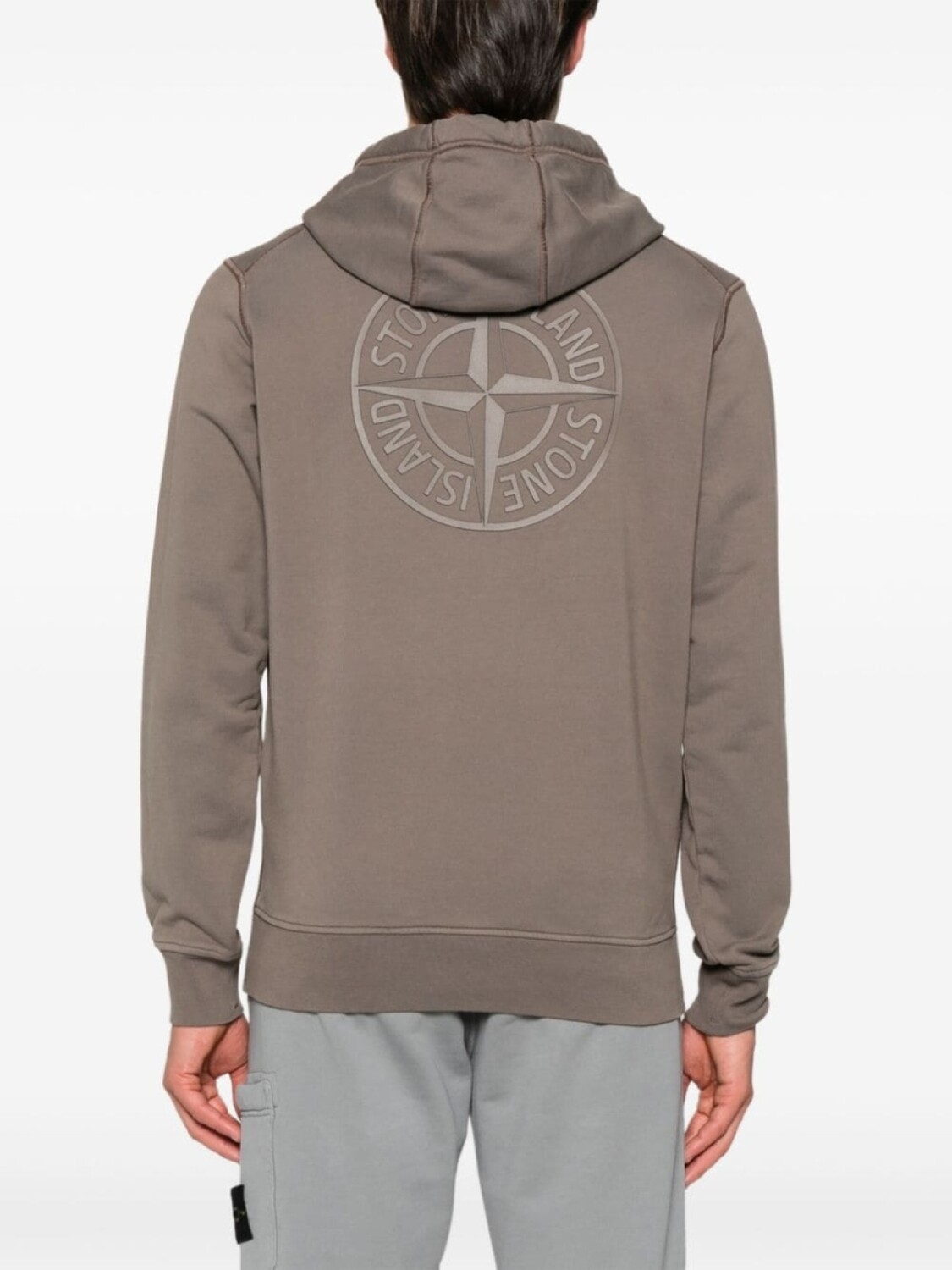 Stone Island хлопковая толстовка с логотипом, нейтральный цвет — фото 4