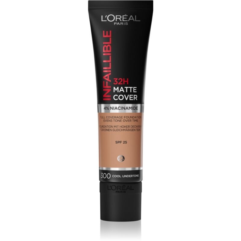 

L'Oreal Paris, Infallible 32h Matte Cover Стойкая матирующая основа Spf 25, оттенок 300 (холодный подтон), 30 мл