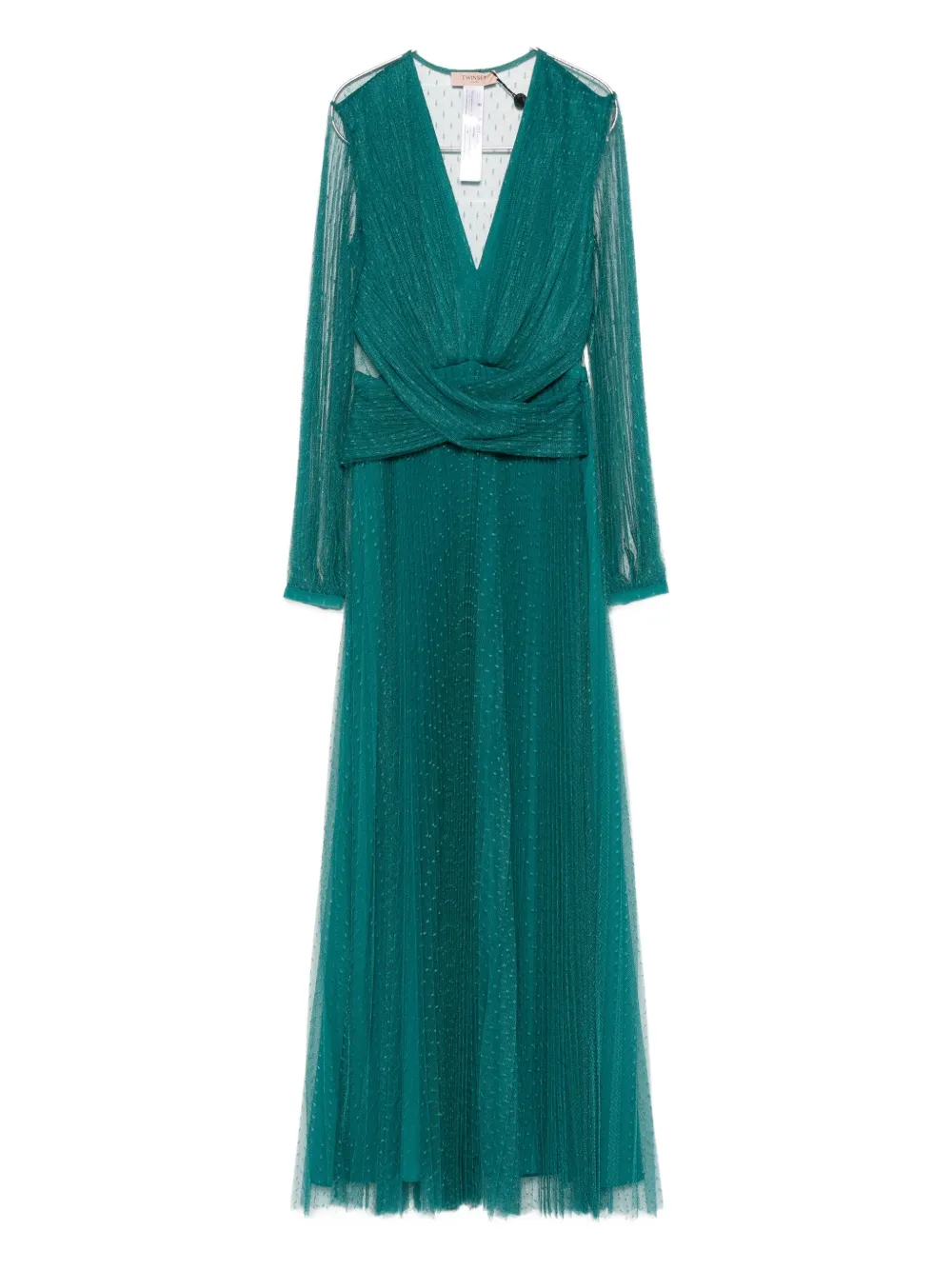 

Платье с перекрученными деталями и длинными рукавами Twinset, зеленый