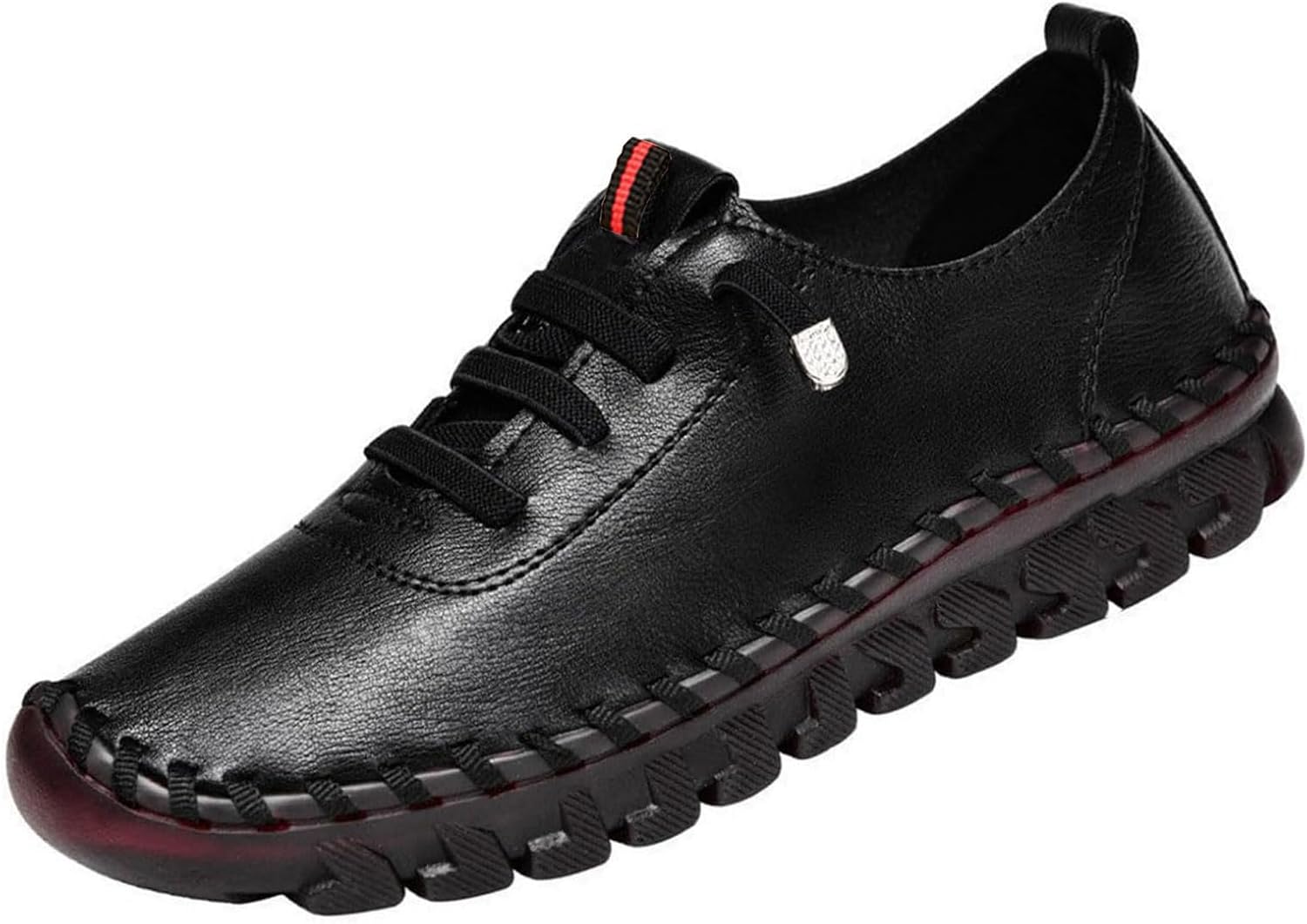 

Женские балетки с плоской подошвой, мягкой подошвой, круглым носком, дышащие, противоскользящие, для ходьбы, лоферы для мам, осенне-зимние повседневные туфли, удобные, легкие, для прогулок Generic, черный