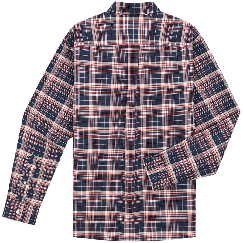 Tommy Hilfiger Рубашка мужская в клетку Navy Blue Red Plaid 0MT Lapel Moderate Others — фото 3