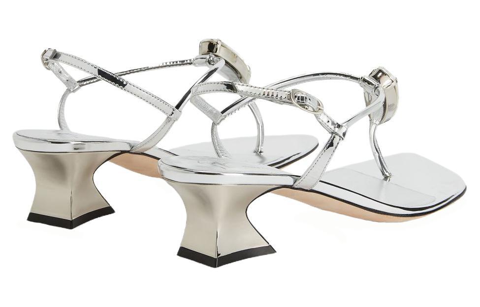 Женские сандалии Giuseppe Zanotti 45 мм Anthonia с отделкой стразами, серебристые — фото 4