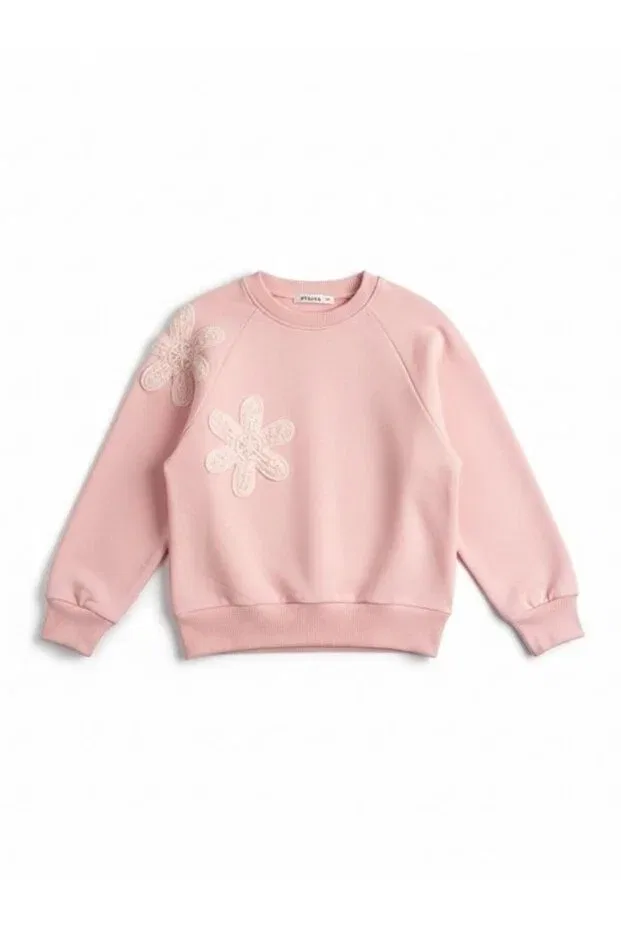 Детские свитшот для девочек хлопковый с бисером Zekids, Pink — фото 4