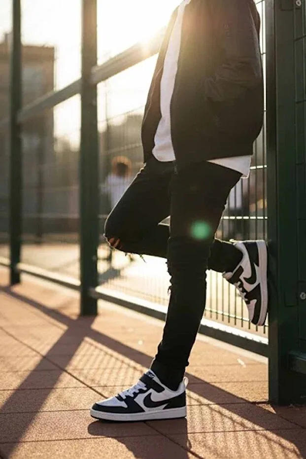 Детские кроссовки для девочек с текстильным верхом Court Borough Low Recraft (PS) Kids White Sneaker Shoes Nike, Black And White