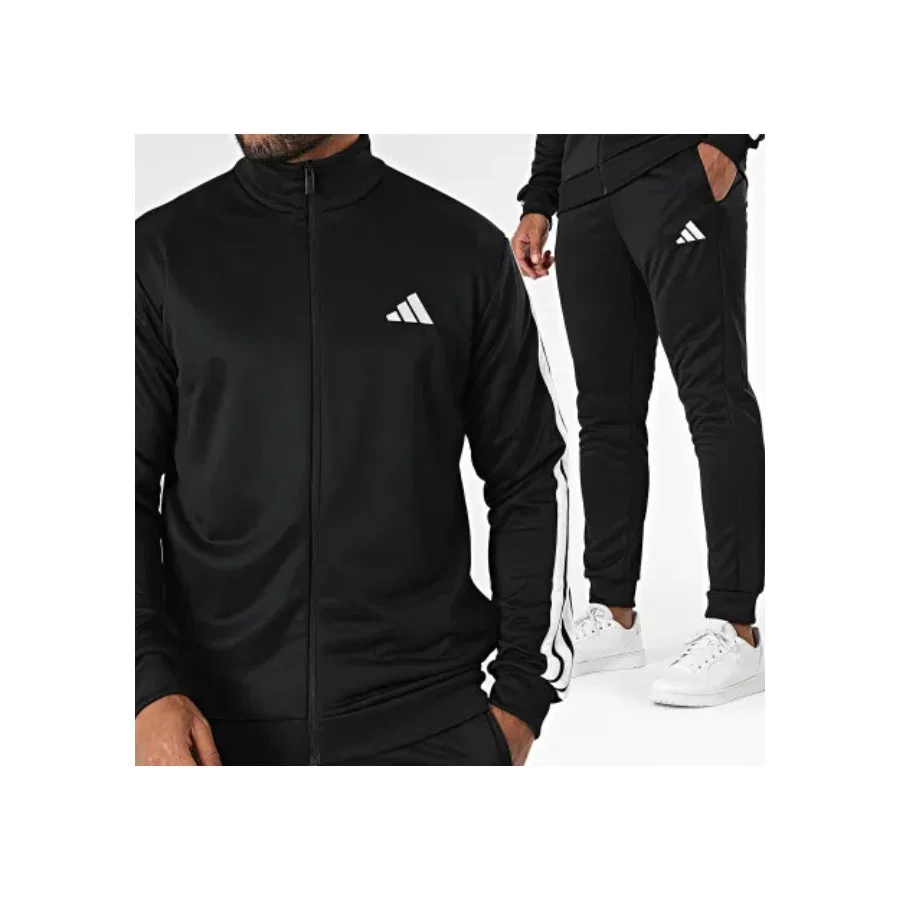 Спортивный костюм с длинным рукавом и брюками adidas Sportswear Basic 3-Stripes French Terry, Черный