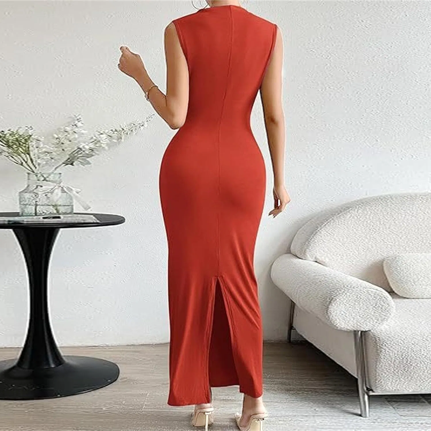 Женское облегающее платье с запахом Bodycon, Orange Red — фото 3